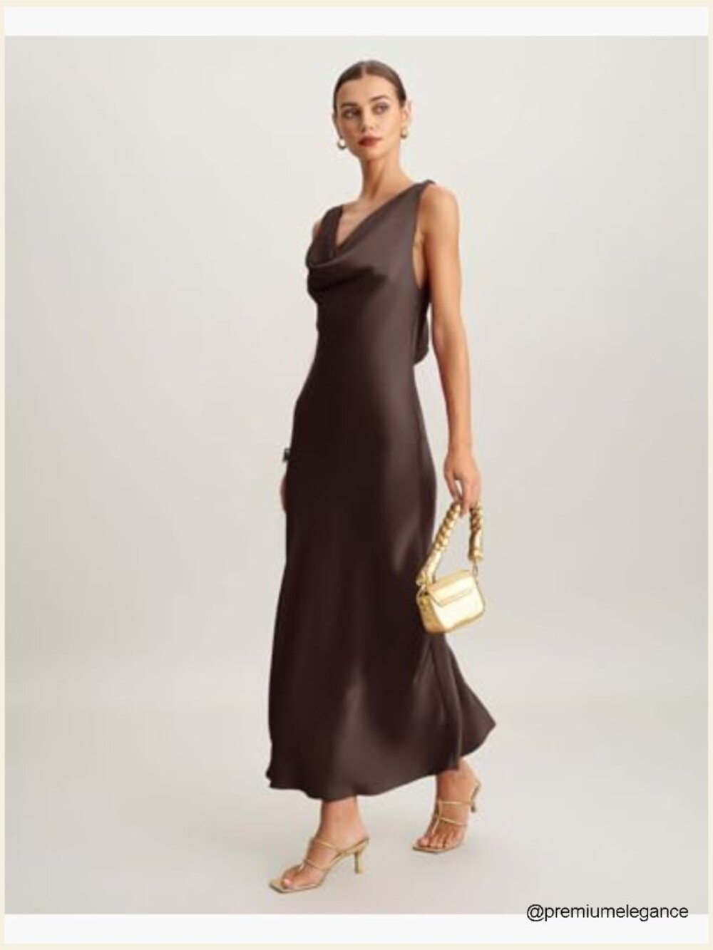 Elegant Cowl Neck Bodycon Maxi Dress Sleeveless Party - Picture 3 of 7